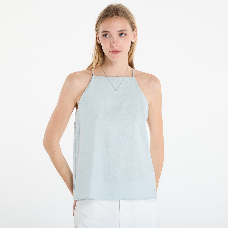 Calvin Klein Jeans Linen Sl Fashion Top Green