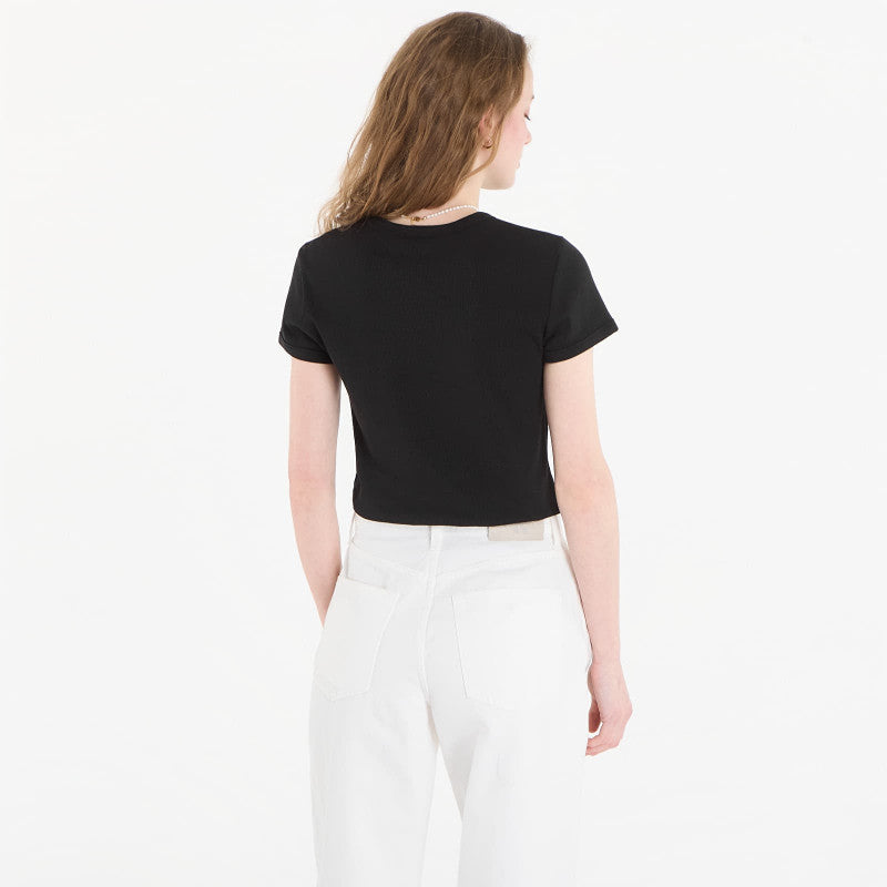 Calvin Klein Jeans Ss 2X2 Baby Rib Logo Baby Tee Black