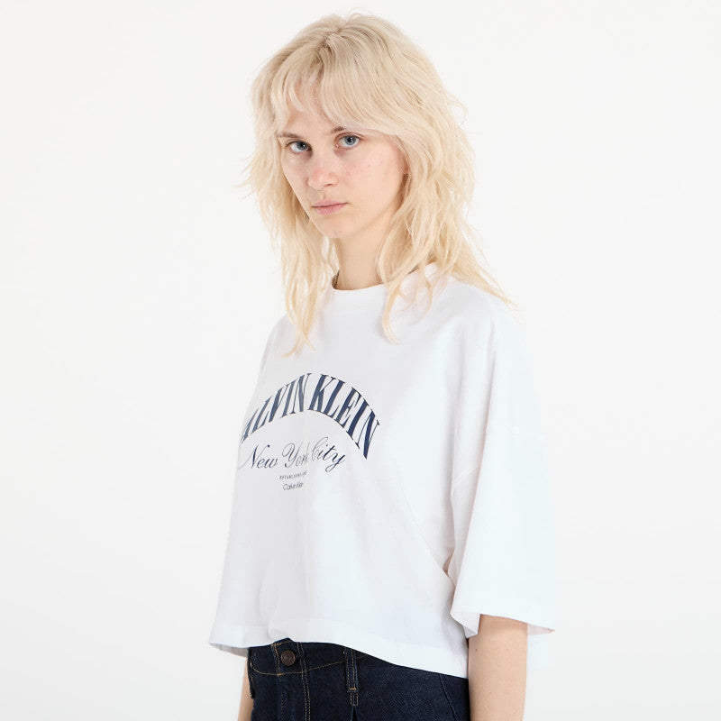 Calvin Klein Jeans Ss Cropped Boxy Heri Tee White