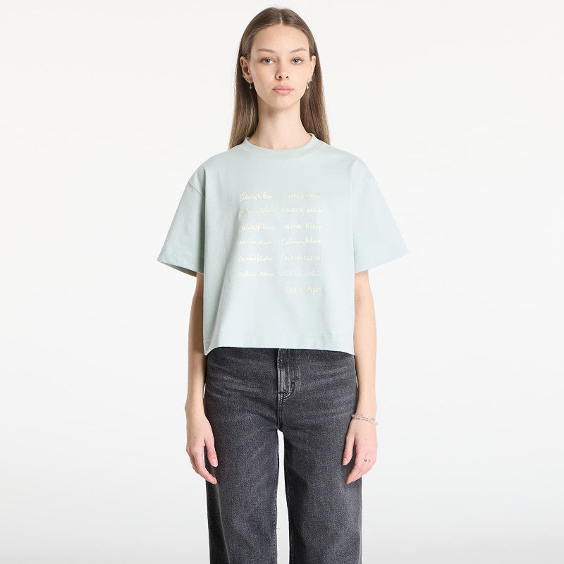 Calvin Klein Jeans Ss Cropped Boxy Grap Tee Green