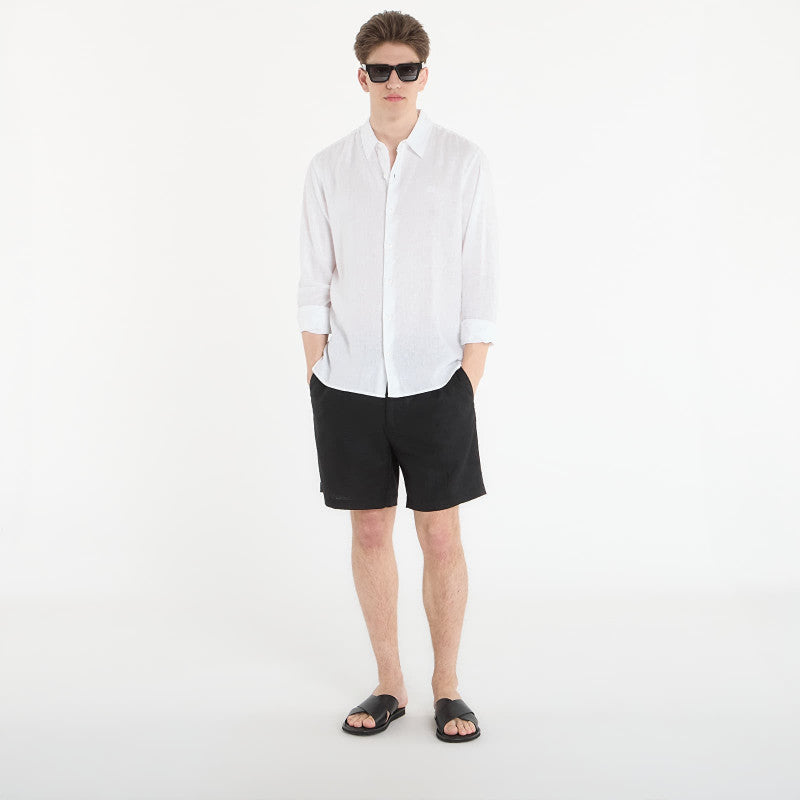 Calvin Klein Straight Linen 7" Pull On Short Black