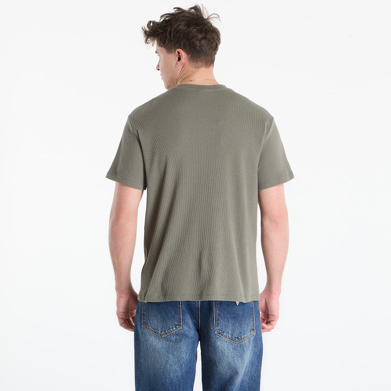 Calvin Klein Jeans Ss Waffle Woven Label Crewnk Tee Dusty Olive