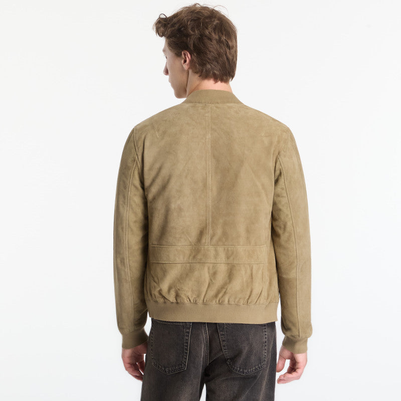 AllSaints Morten Suede Bomber Olive Green