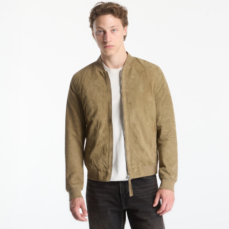 AllSaints Morten Suede Bomber Olive Green