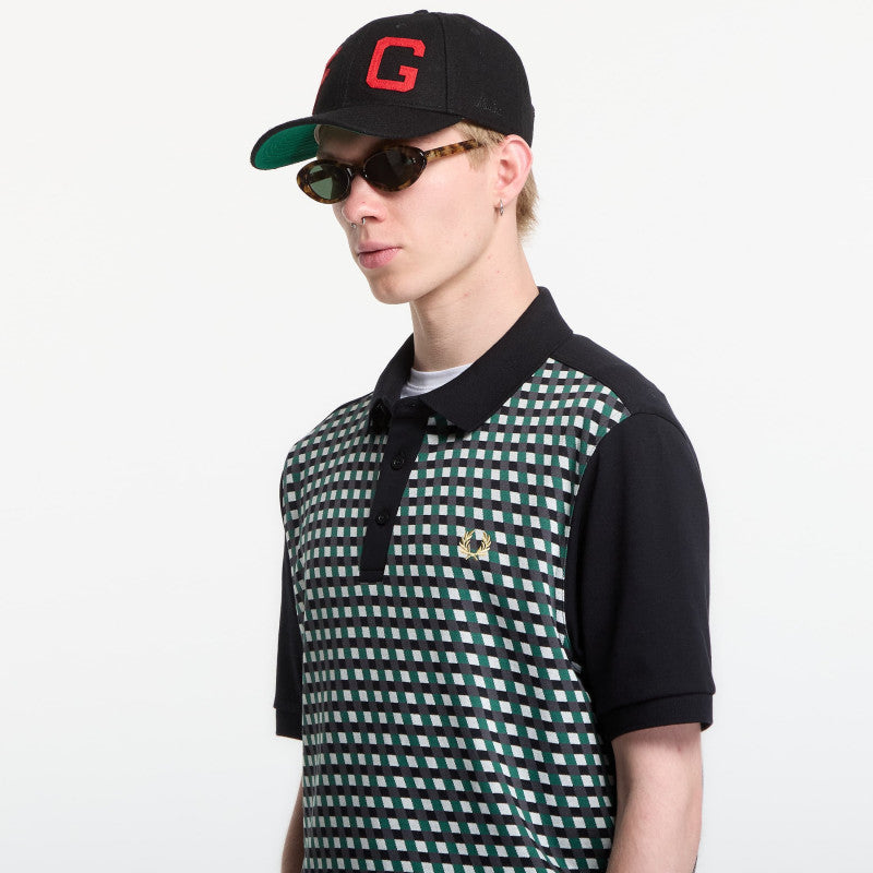 Fred Perry Geometric Polo Shirt Black