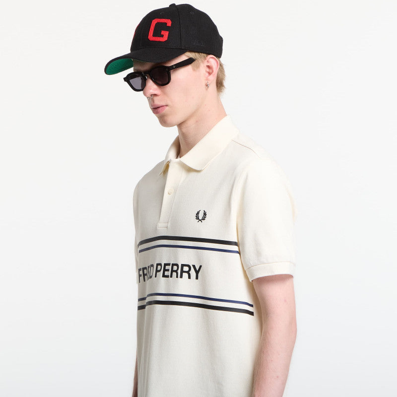 Fred Perry Fred Perry Graphic Polo Shirt Ecru