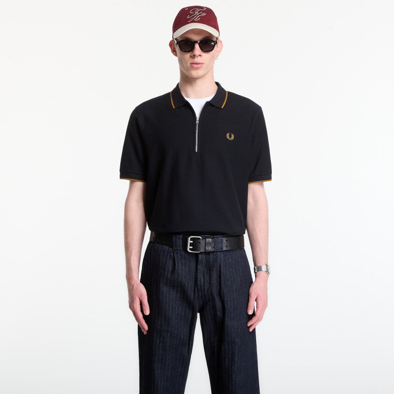 Fred Perry Crepe Pique Polo Shirt Black