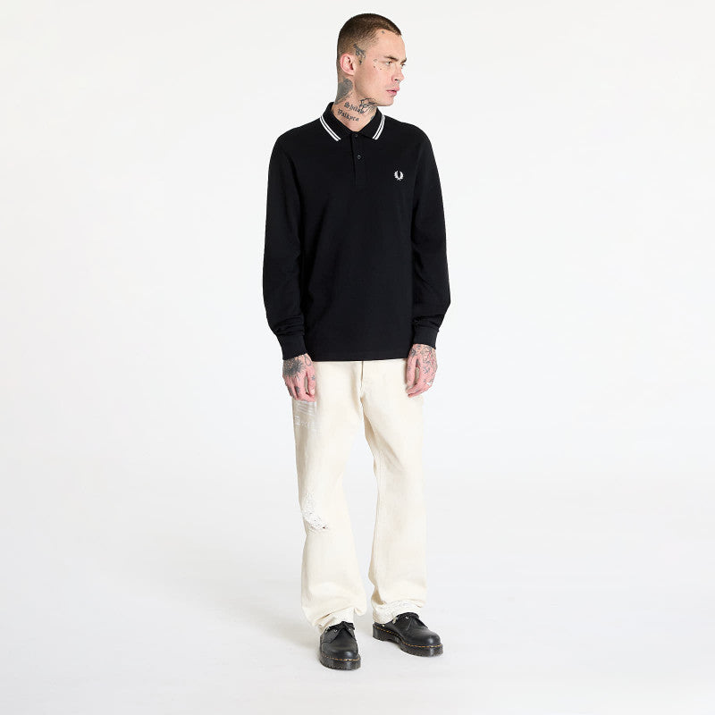 FRED PERRY Long Sleeve Twin Tipped Shirt Black