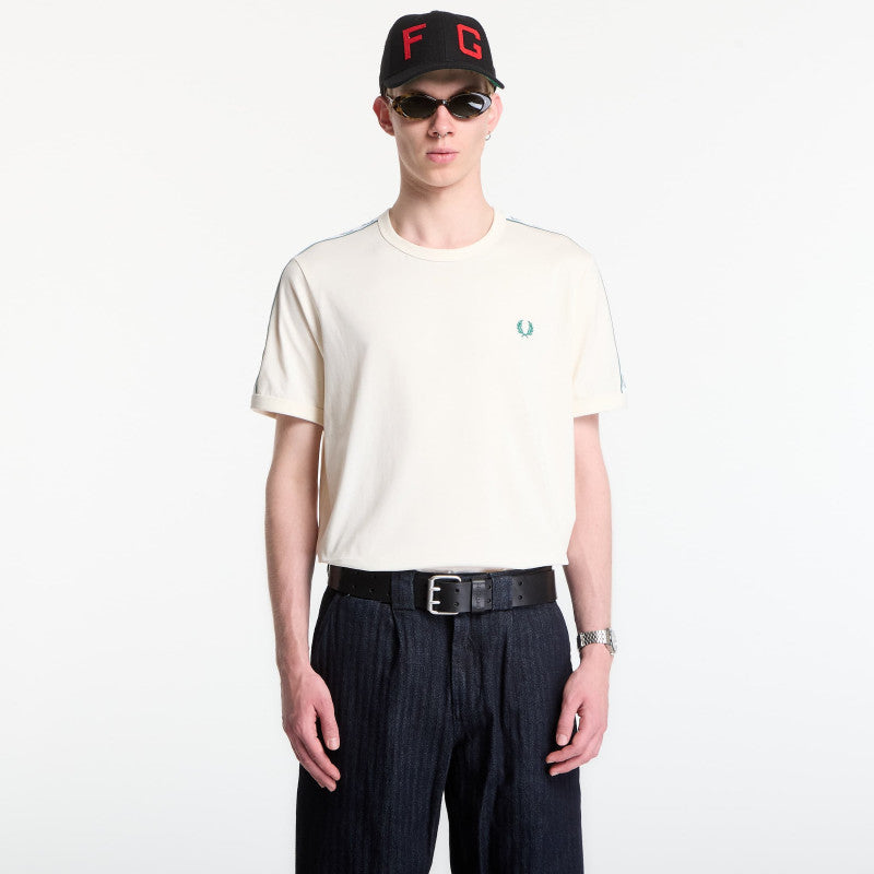 Fred Perry Contrast Tape Ringer T-Shirt Ecru