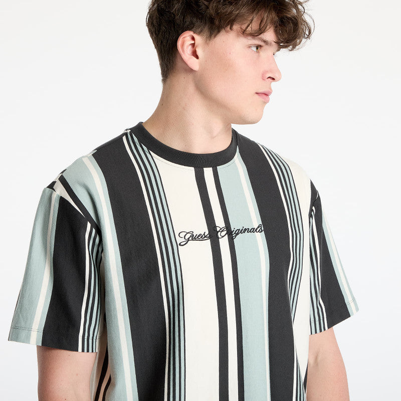 GUESS Originals Stripe T-Shirt Washed Out Black