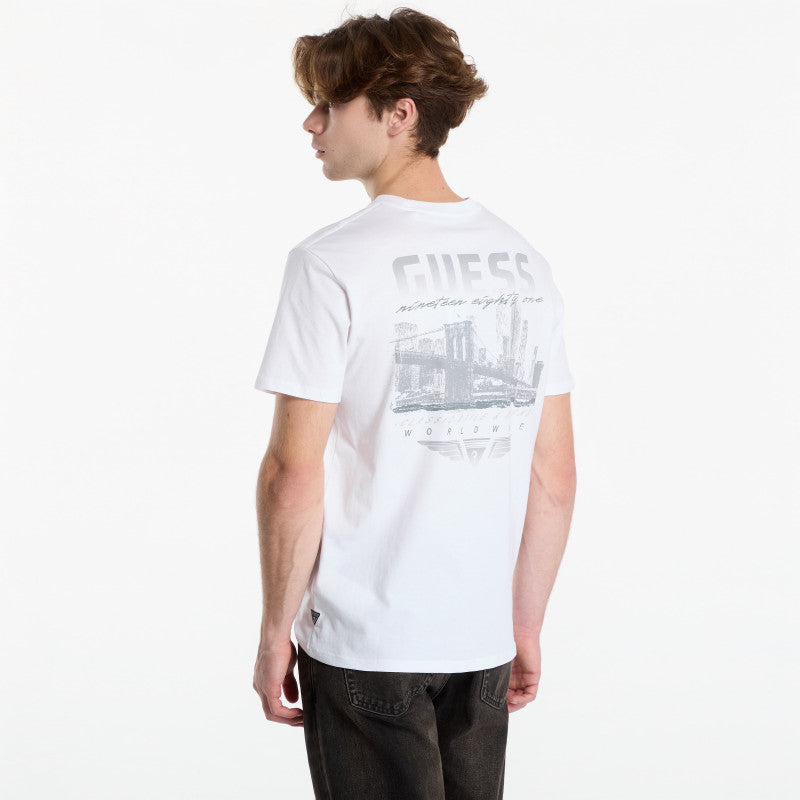 Guess Jeans Ss Bsc City Bridge Tee Pure White Multi