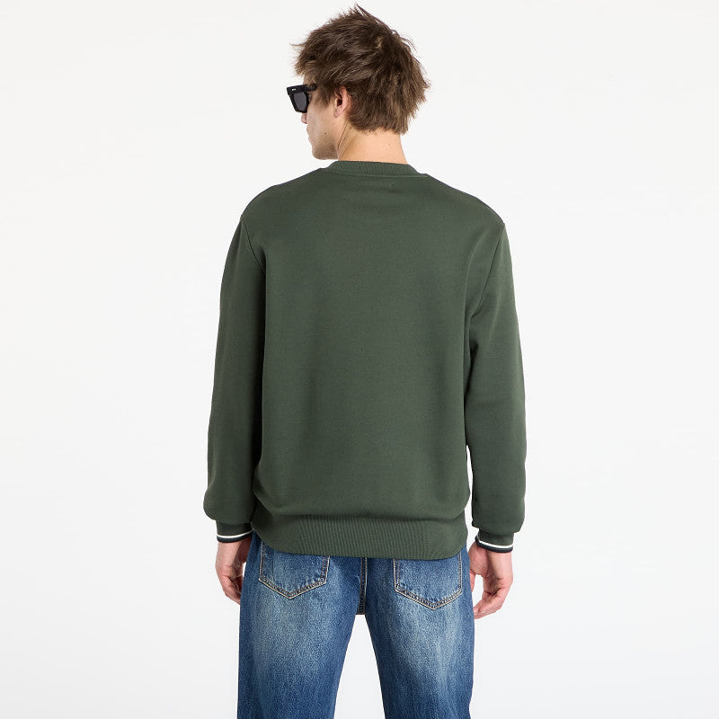 FRED PERRY Crew Neck Sweatshirt Court Green/ Snow White/ Navy