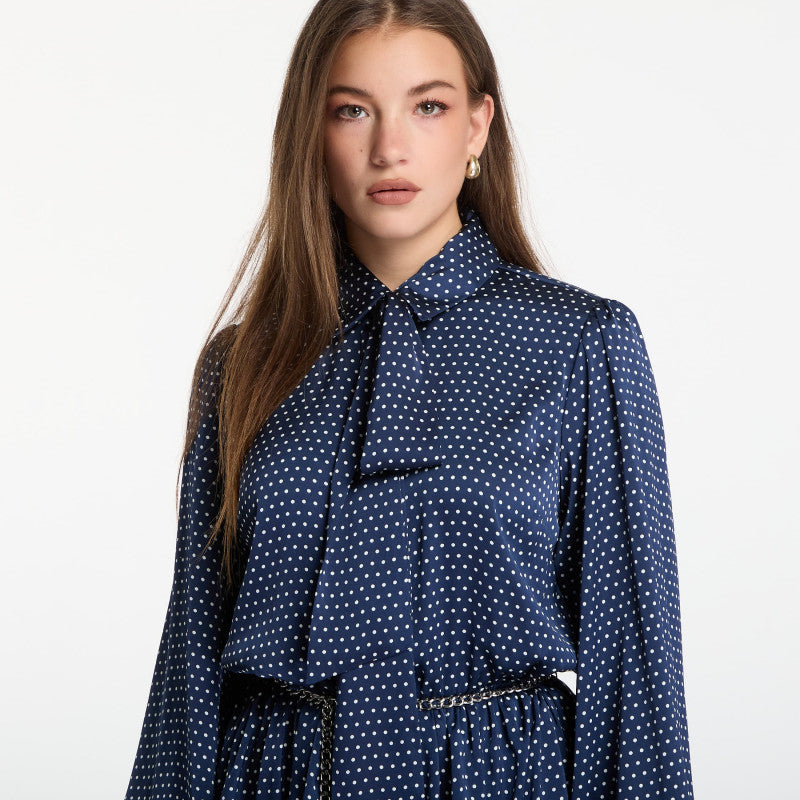 Sukienka Michael Kors Dot Ls Mini Dress Midnight Blue