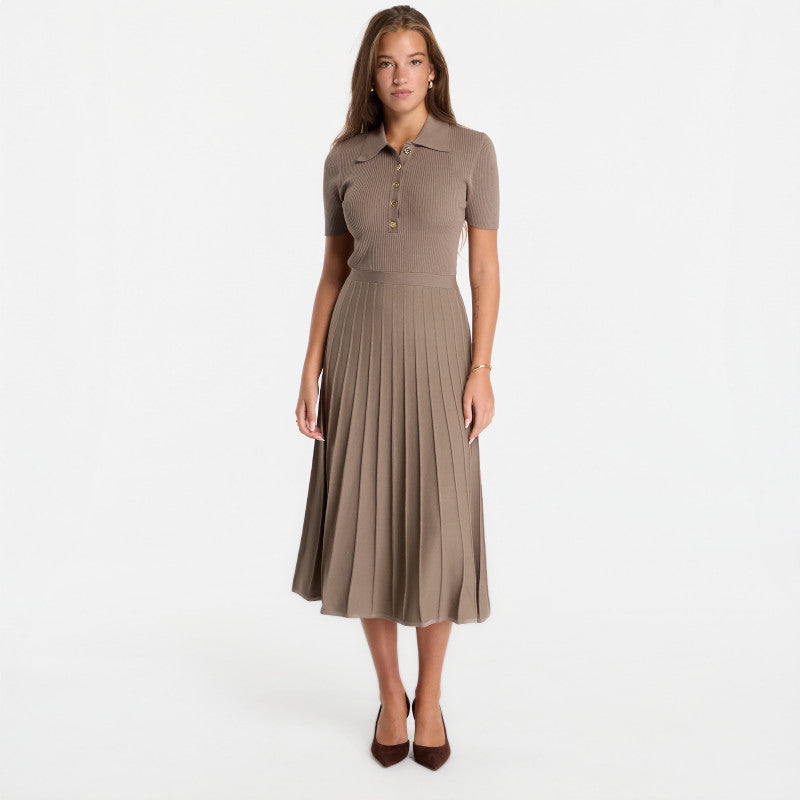 Sukienka Michael Kors Fit N Flare Polo Ss Midi Chestnut