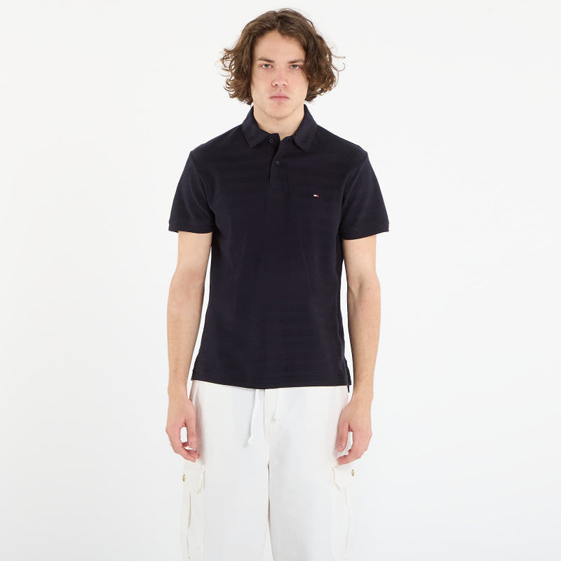 Tommy Hilfiger Ss Herringbone Reg Polo Desert Sky