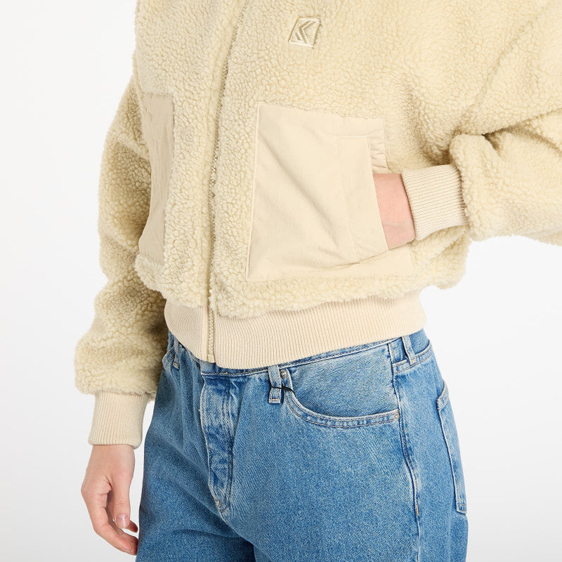 Karl Kani OG Crop Teddy Bomber Jacket Beige