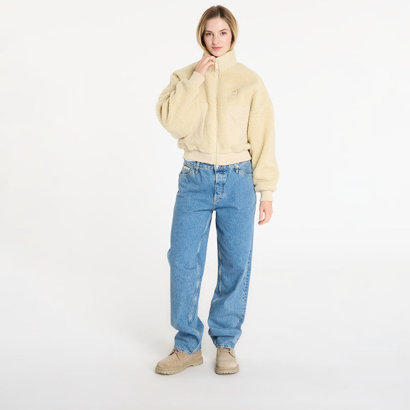 Karl Kani OG Crop Teddy Bomber Jacket Beige