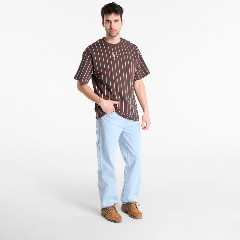 Karl Kani Small Signature Essential Pinstripe Tee Brown