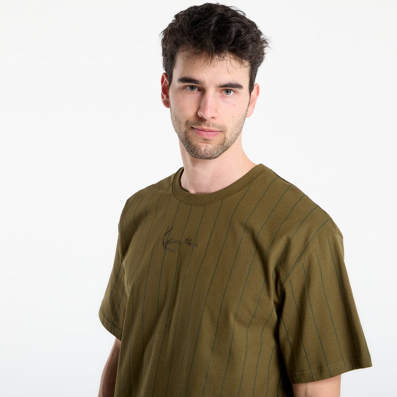 Karl Kani Small Signature Essential Pinstripe Tee Green