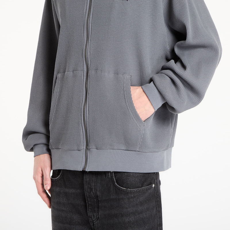 RIPNDIP Castanza Waffle Knit Zip Up Hoodie Charcoal