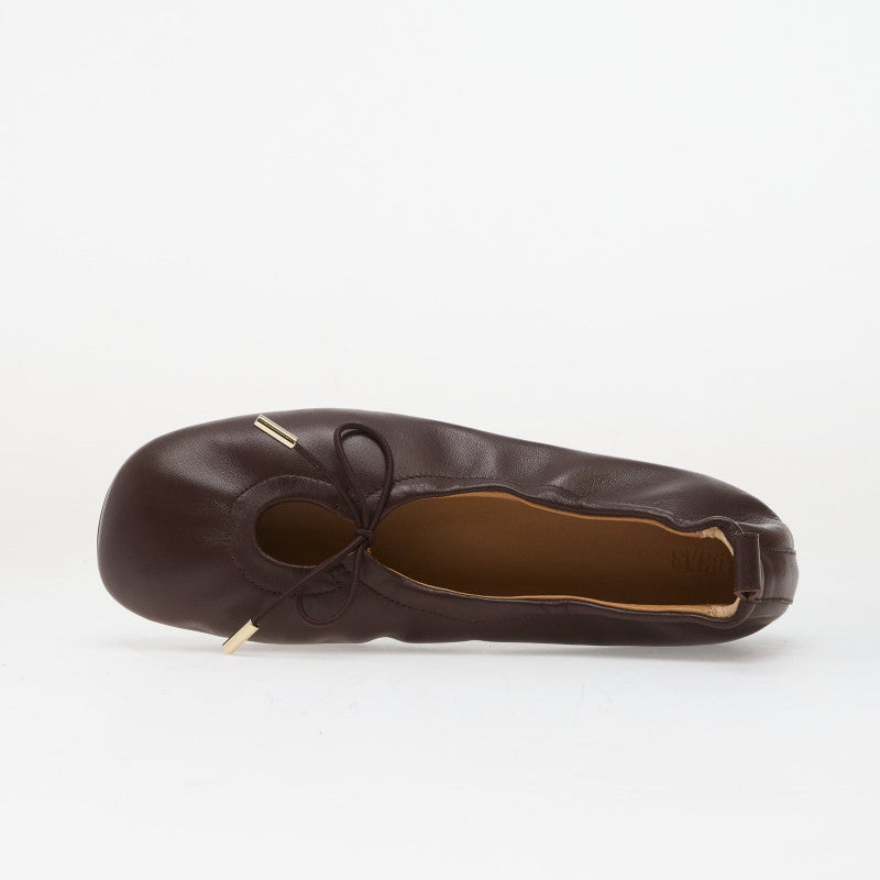 Alohas Rosalind Brown Leather Ballet Flats Coffee Brown