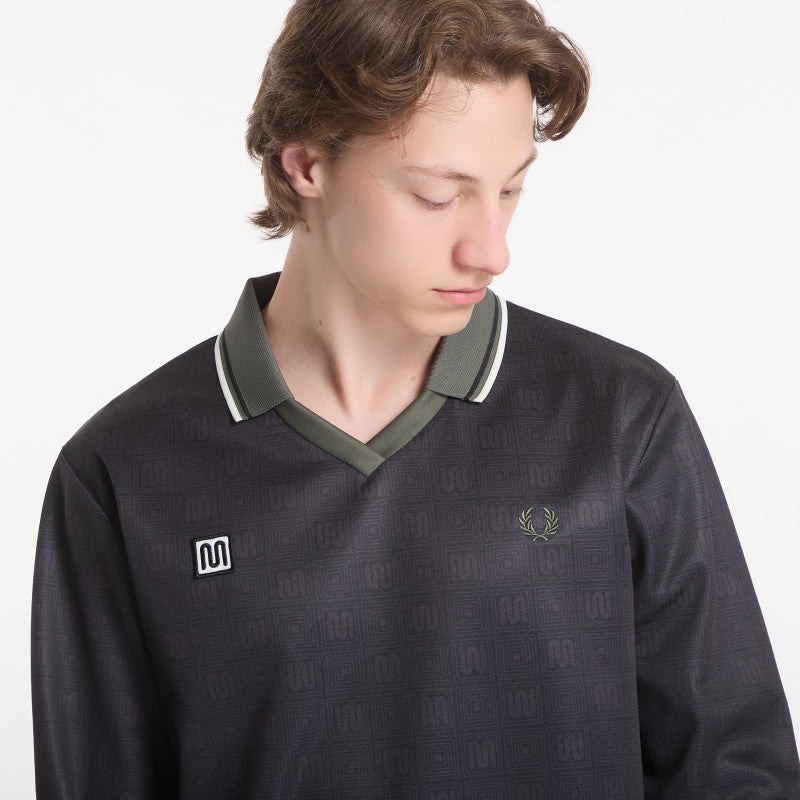 Fred Perry Meyba Printed Ls Polo Shirt Black