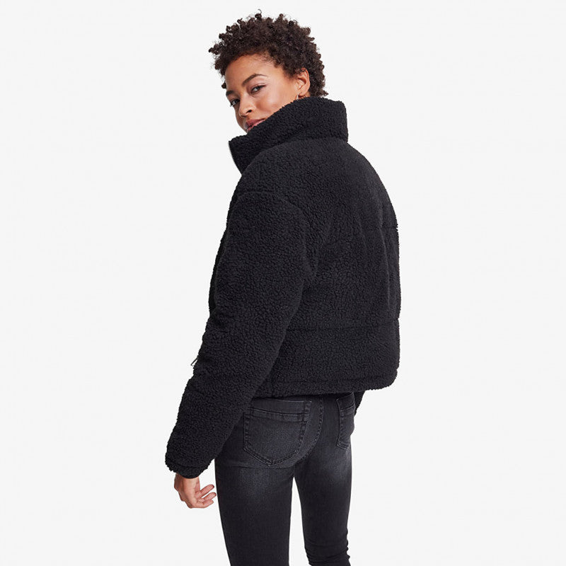 Urban Classics Ladies Boxy Sherpa Puffer Jacket Black