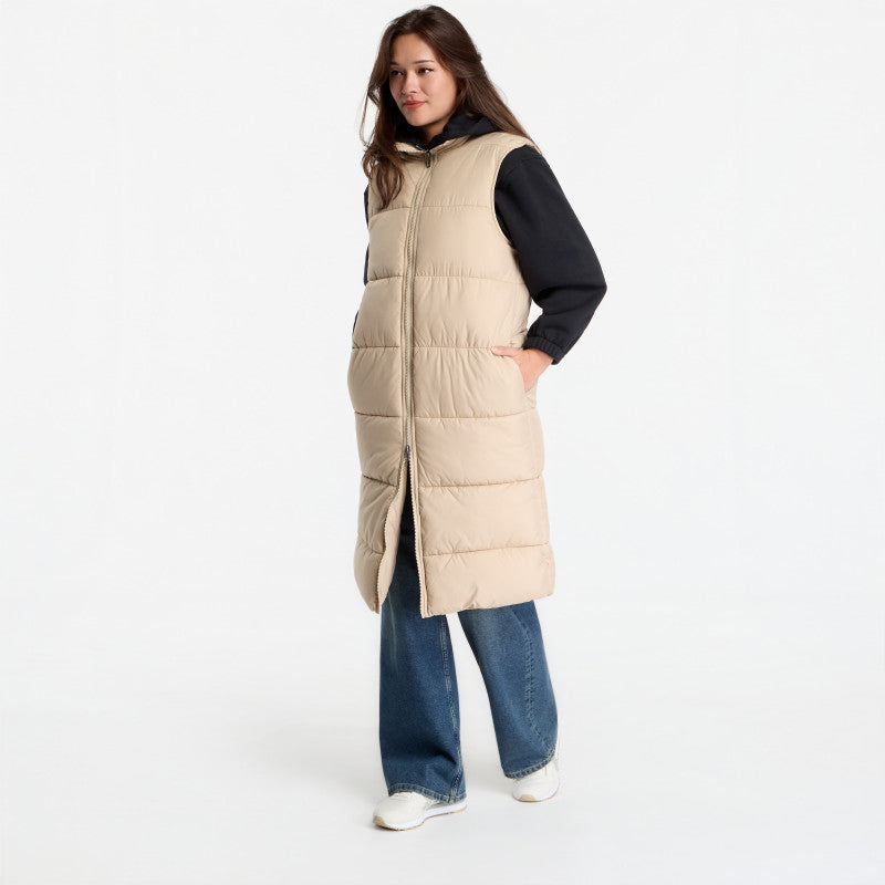 puchowa Urban Classics Ladies Long Puffer Vest Wet Sand