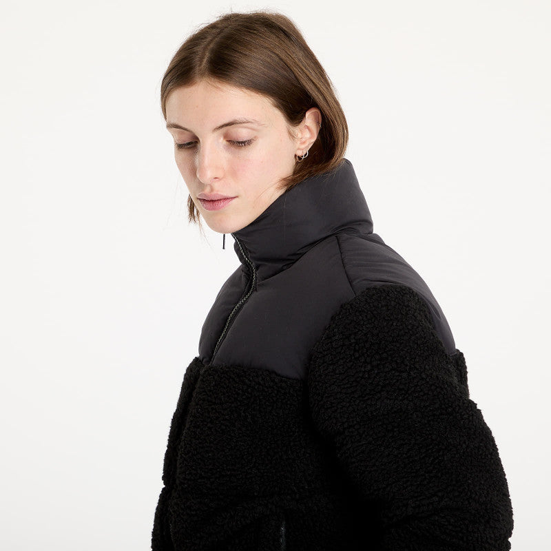 Urban Classics Ladies Short Sherpa Mix Puffer Jacket Black/ Black