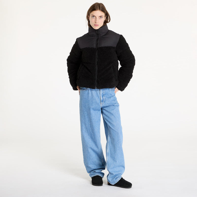 Urban Classics Ladies Short Sherpa Mix Puffer Jacket Black/ Black