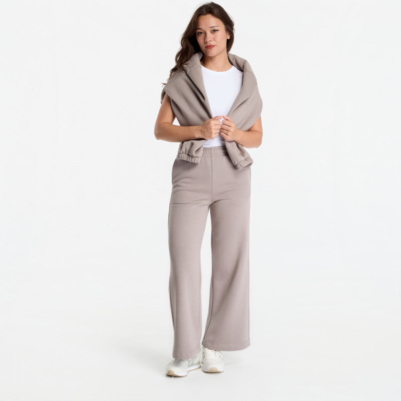 Urban Classics Fluffy Wideleg Trackpants Deep Taupe