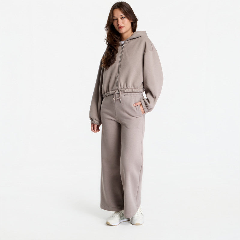 Urban Classics Fluffy Cropped Zip Hoodie Deep Taupe