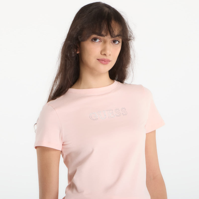 GUESS Briana Ss T-Shirt Pink Good Vibes