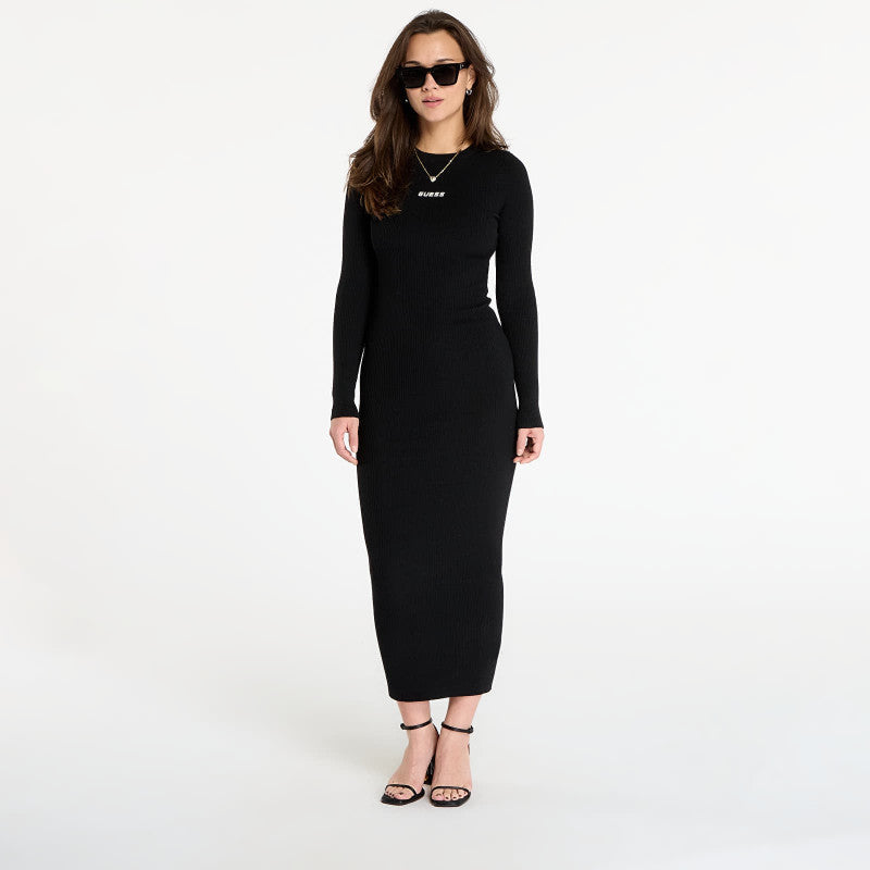 Sukienka GUESS Flaminia Ls Cn Ribbed Dress Sw Black