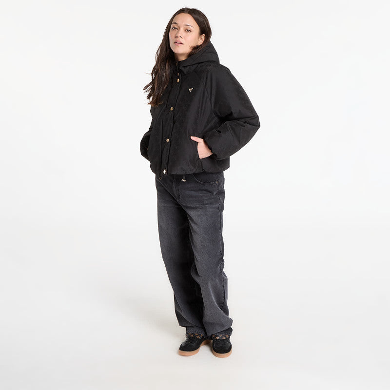 GUESS 4G Boxy Puffer Jacket Jacquard Jblk Mon