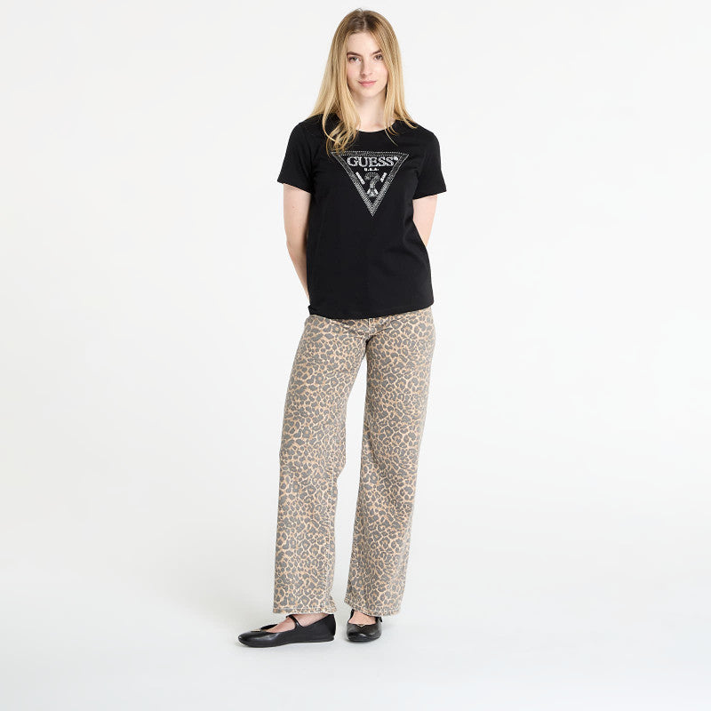 GUESS Ss Cn Krystal Triangle Tee Black