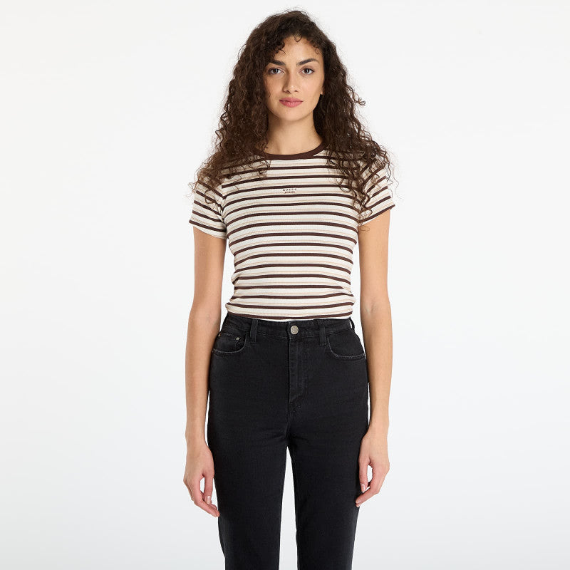 Guess Jeans Ss Cn Stripe Embr Beige/ Brown