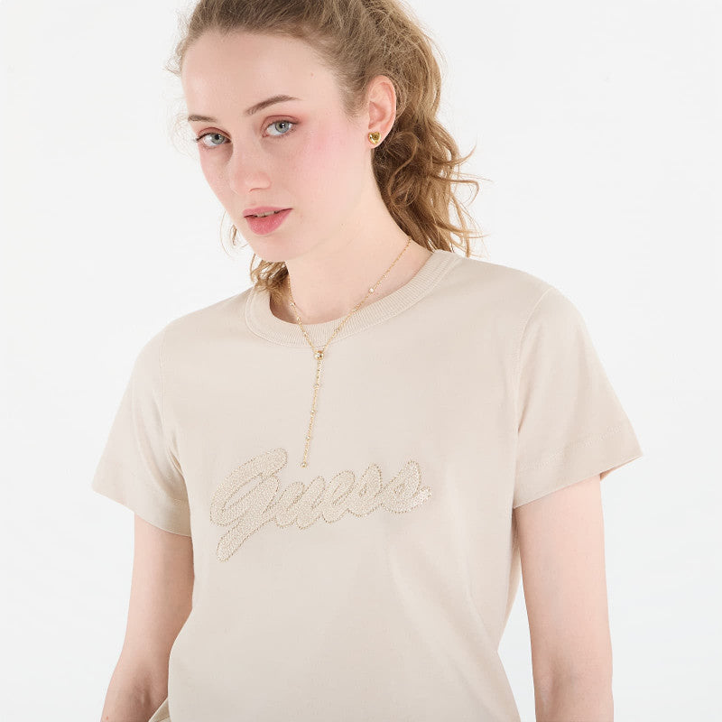 Guess Jeans Ss Cn 3D Guess Script Tee Warm Slate