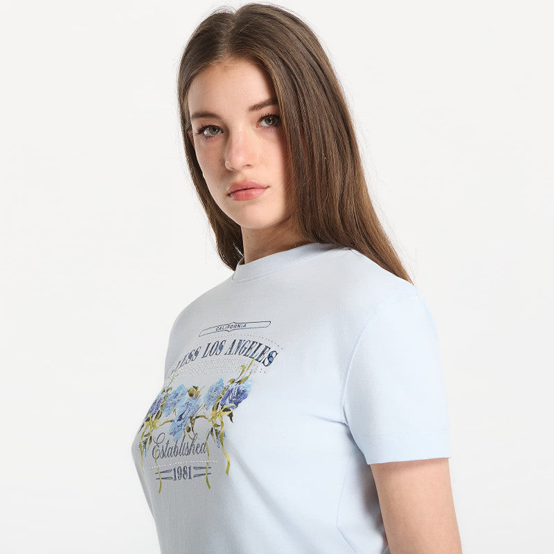 Guess Jeans Ss Cn Flowers Guess Box Tee Sky High