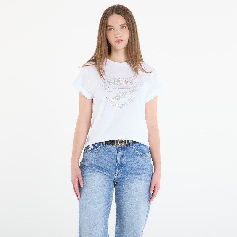 Guess Jeans Ss Cn La Stars Tee Pure White