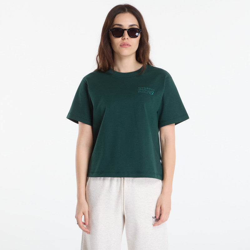 New Balance Athletics Premium Logo Hip Length Relaxed T-Shirt Nordic Green