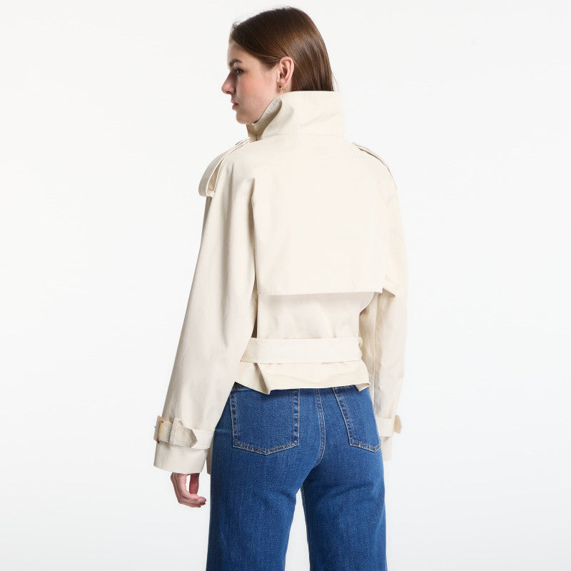 Tommy Hilfiger Cotton Crop Trench Jacket Light Silt